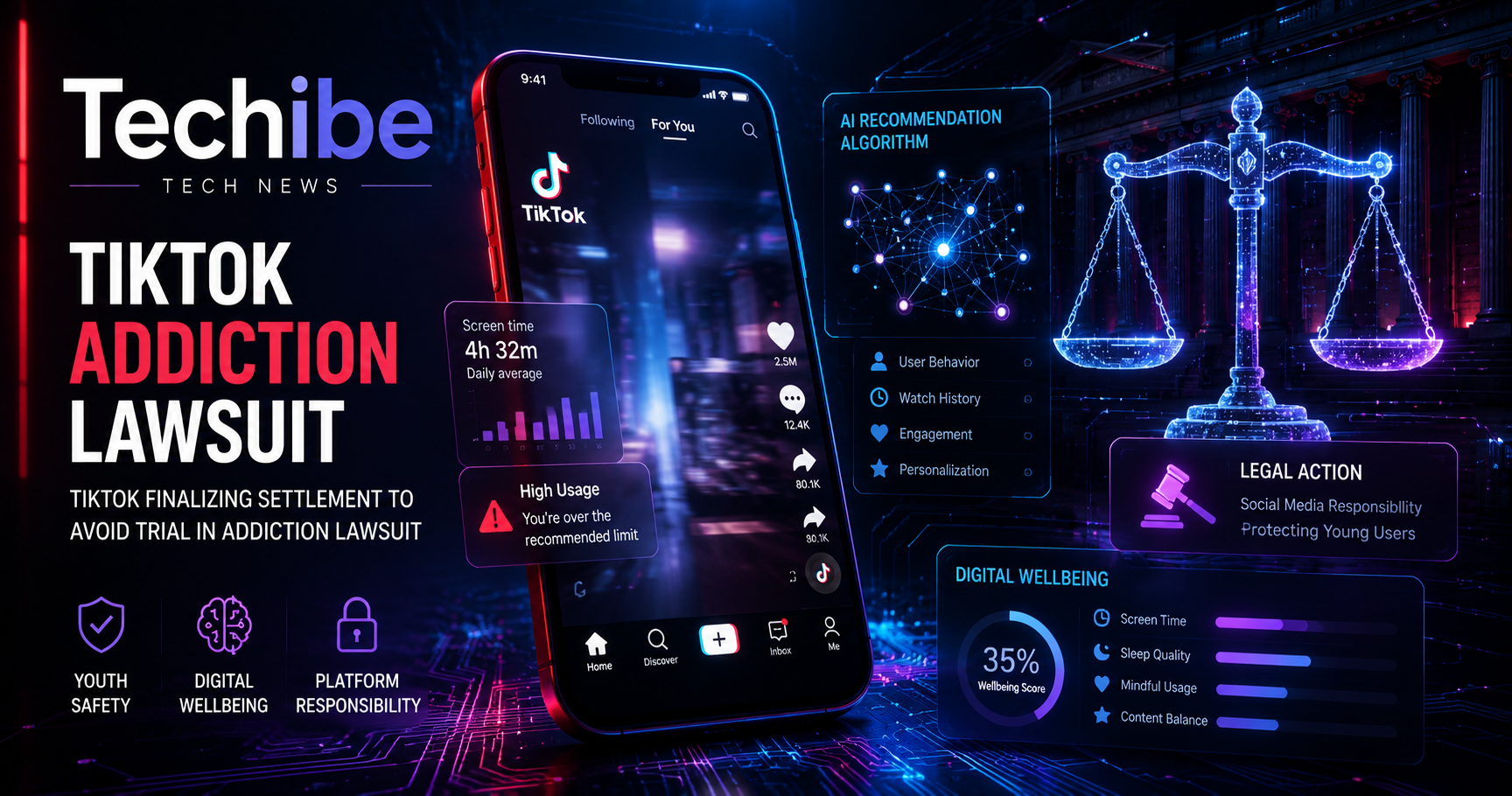 TikTok faces legal scrutiny over allegations that its recommendation algorithm contributed to social media addiction among young users.