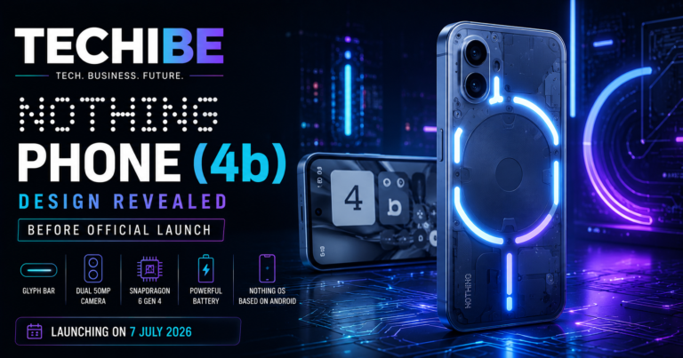 Nothing Phone (4b) with transparent design and Glyph Bar lighting revealed ahead of its official July 2026 launch.