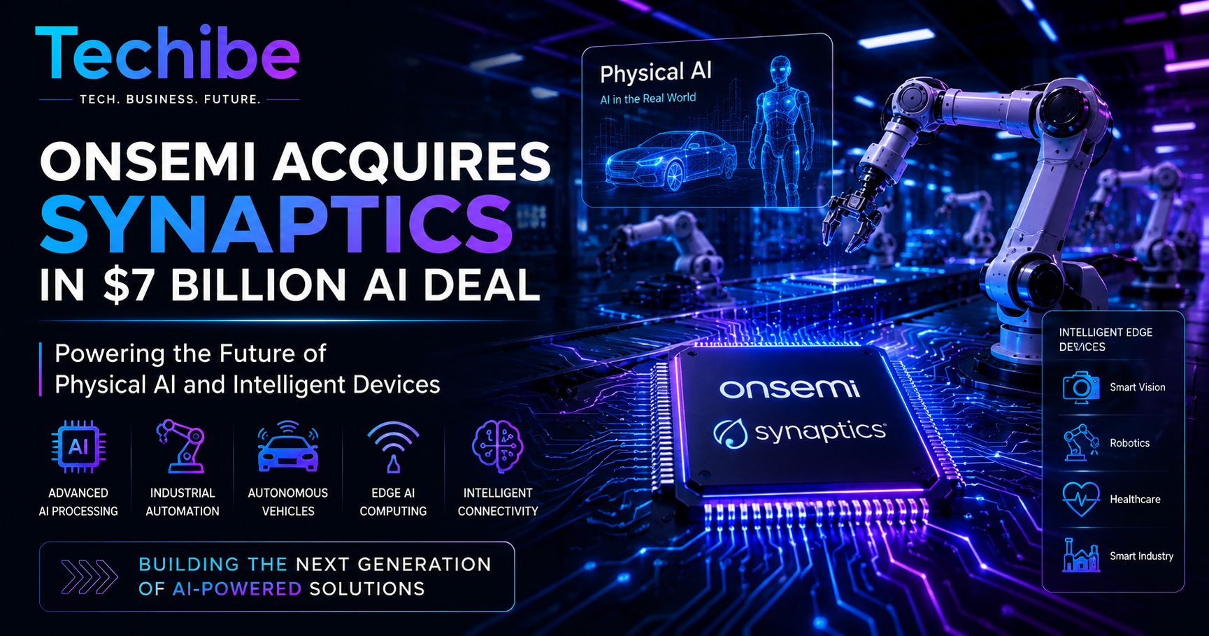 Onsemi acquires Synaptics in a $7 billion deal to expand its AI capabilities and strengthen its position in the fast-growing Physical AI market.