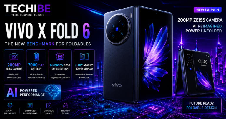 Vivo X Fold 6 foldable smartphone featuring a 200MP Zeiss camera and a 7,000mAh battery.